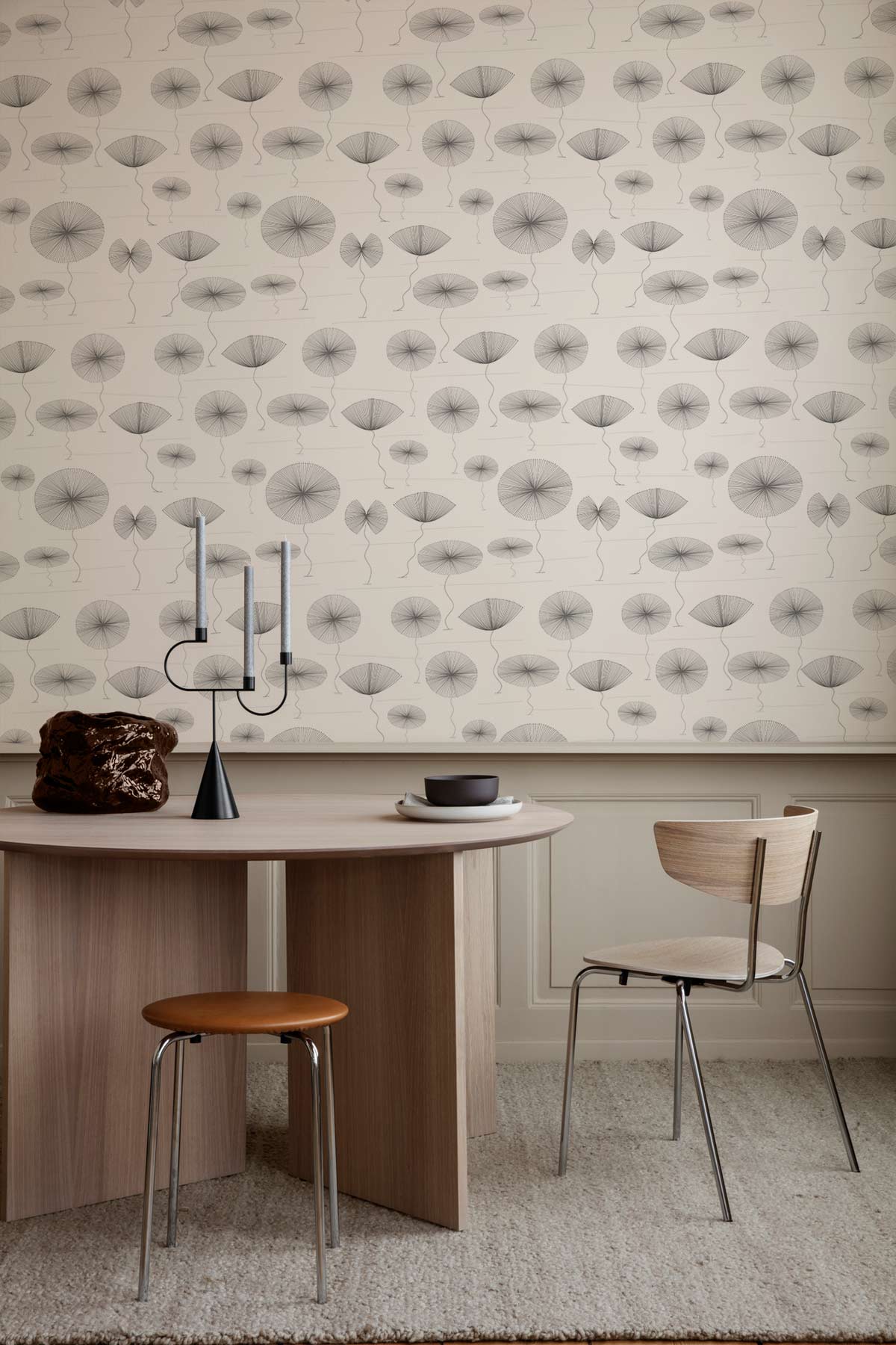 Modern Geometric Black and White Mural Wallpaper