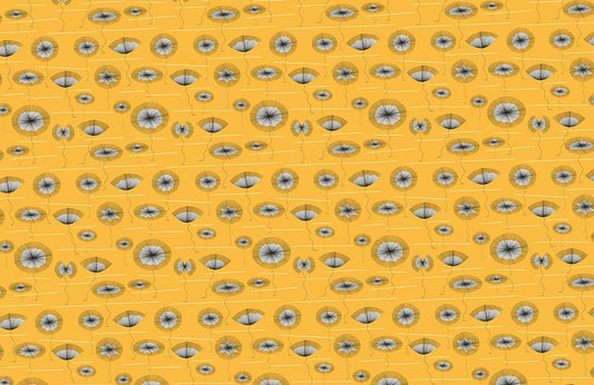 Retro Dandelion Geometric Yellow Mural Wallpaper