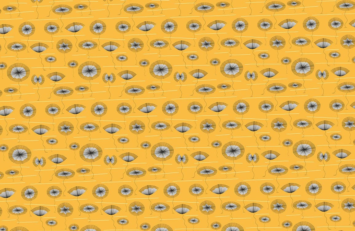 Retro Dandelion Geometric Yellow Mural Wallpaper
