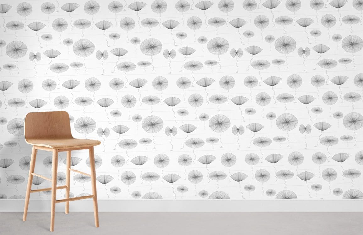 Modern Geometric Black and White Mural Wallpaper