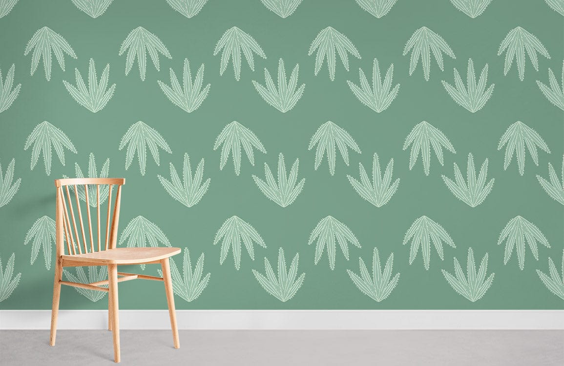 Cannabis Leaf Pattern Mural Wallpaper Room Decoration Idea
