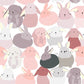 fat cute rabbits pattern wallpaper for room decor