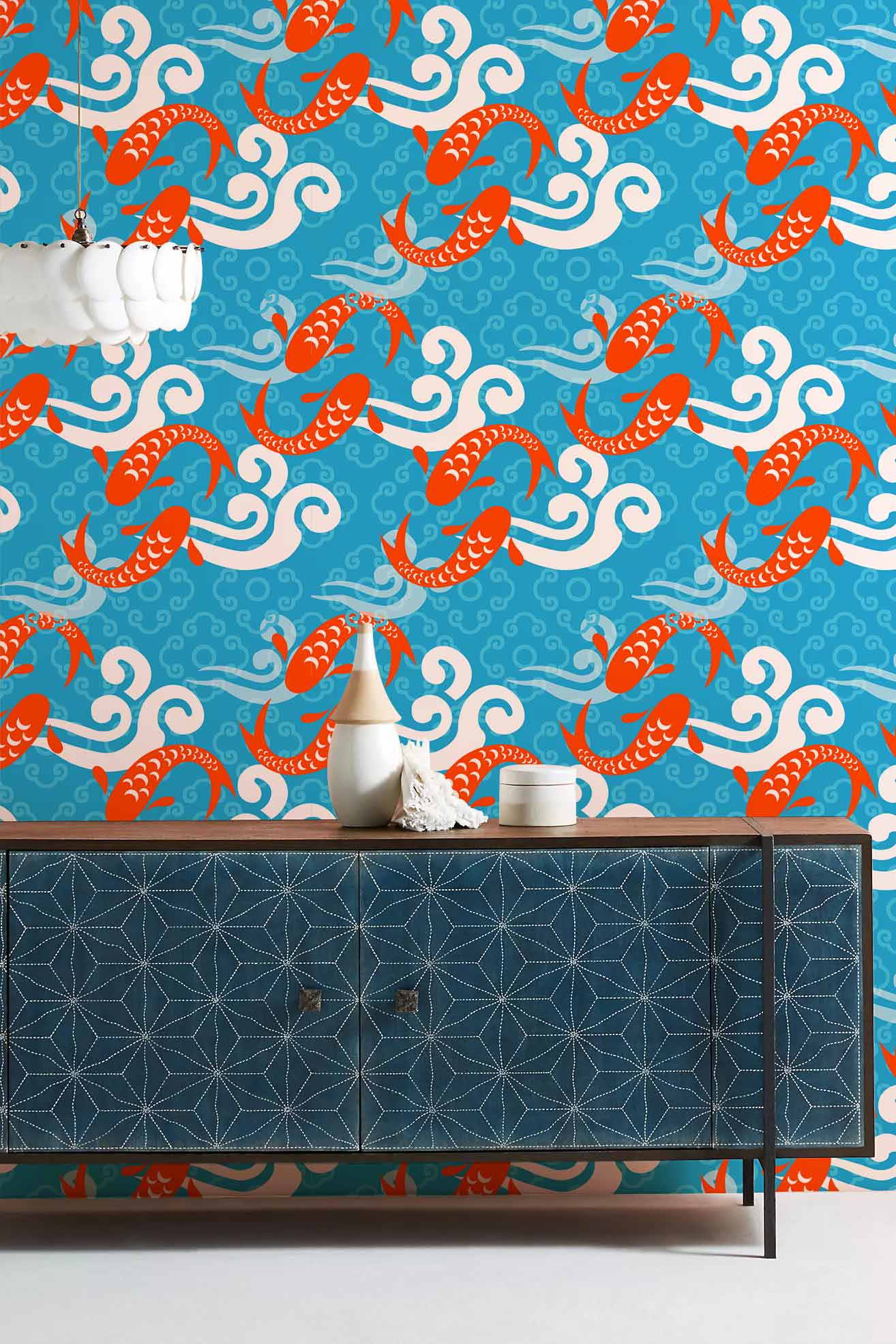 Carp Play Pattern Fish Mural Home Decor