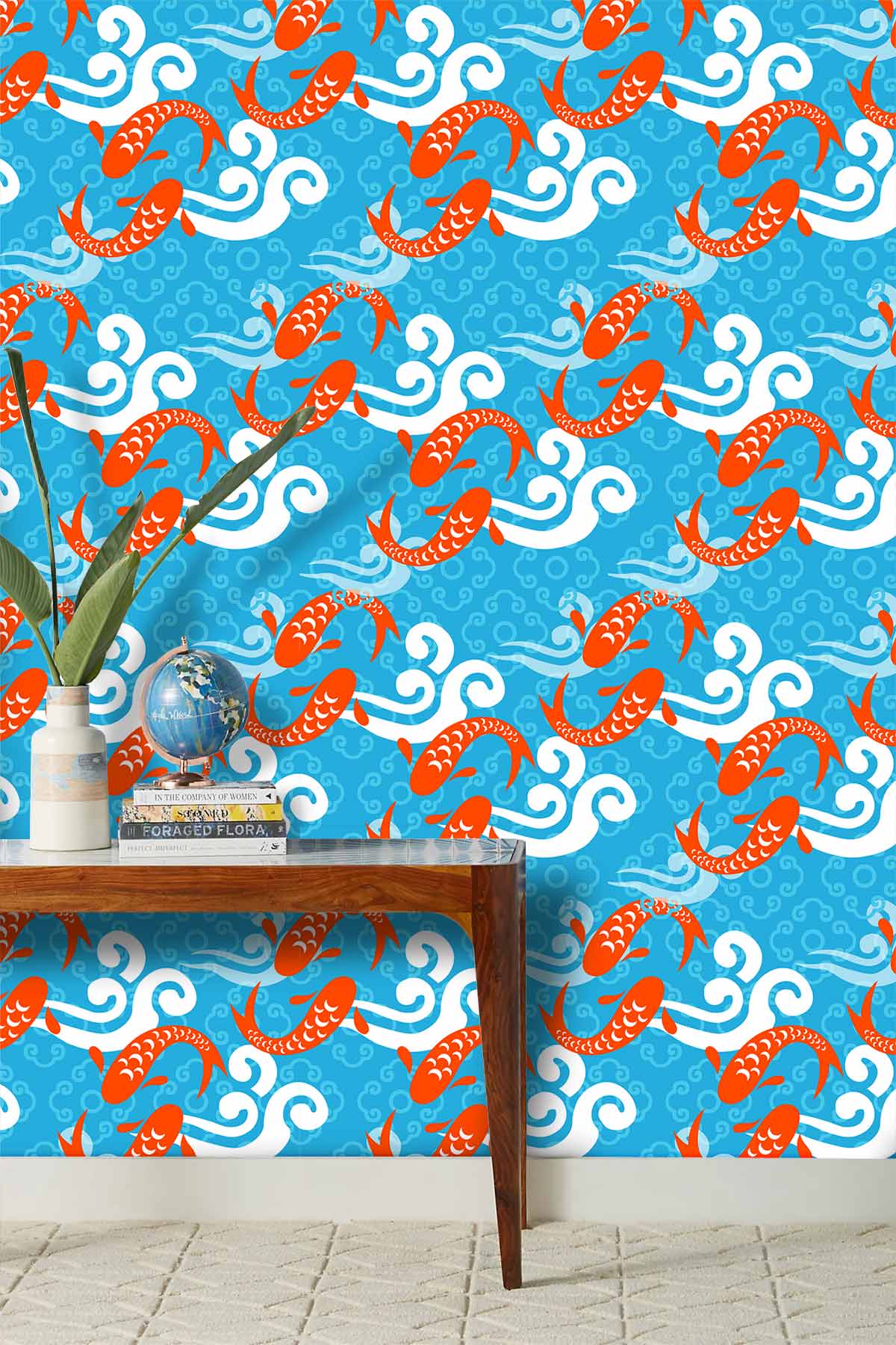 Carp Play Pattern Customized Wallpaper Design