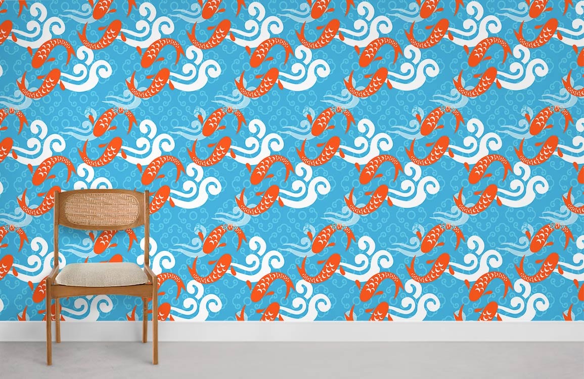 Carp Play Pattern Fish Wallpaper Room