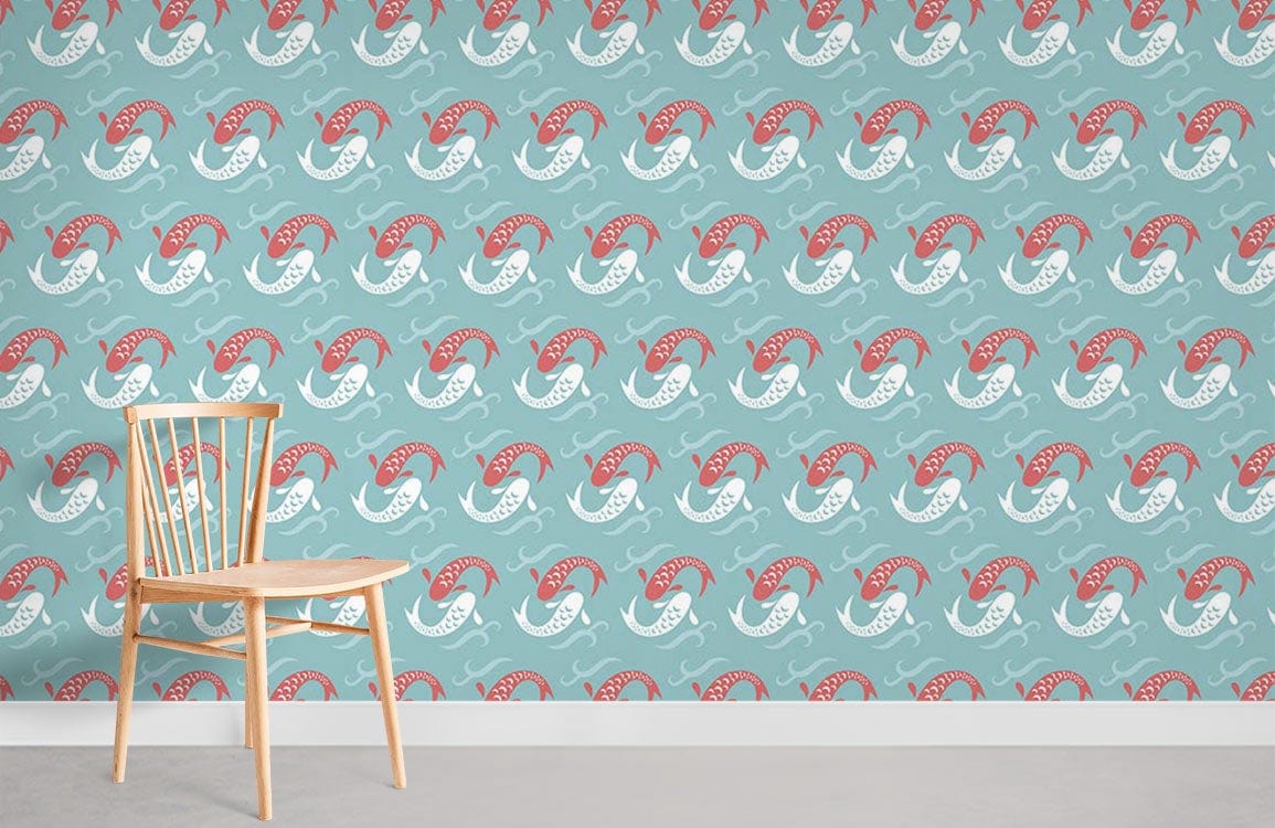 Carp Play Pattern Fish Wallpaper Room