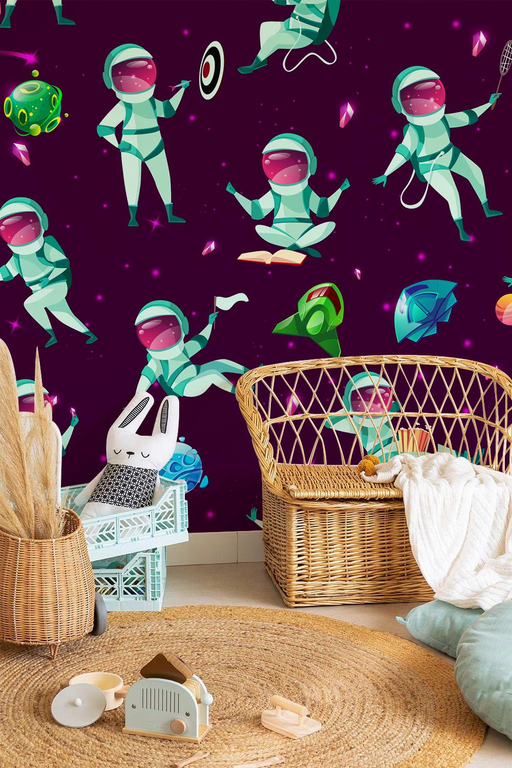 Cartoon Astronaut Wallpaper Design Decoration Idea