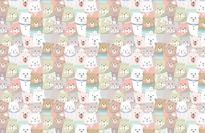 Colorful Animal Cartoon Nursery Mural Wallpaper