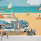 Living Room Wallpaper Mural Featuring a Summer Vacation Car