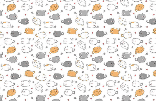 Playful Cat Pattern Children's Mural Wallpaper