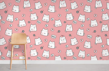 Niedliche Katze Pink Verspielt Wandtapete