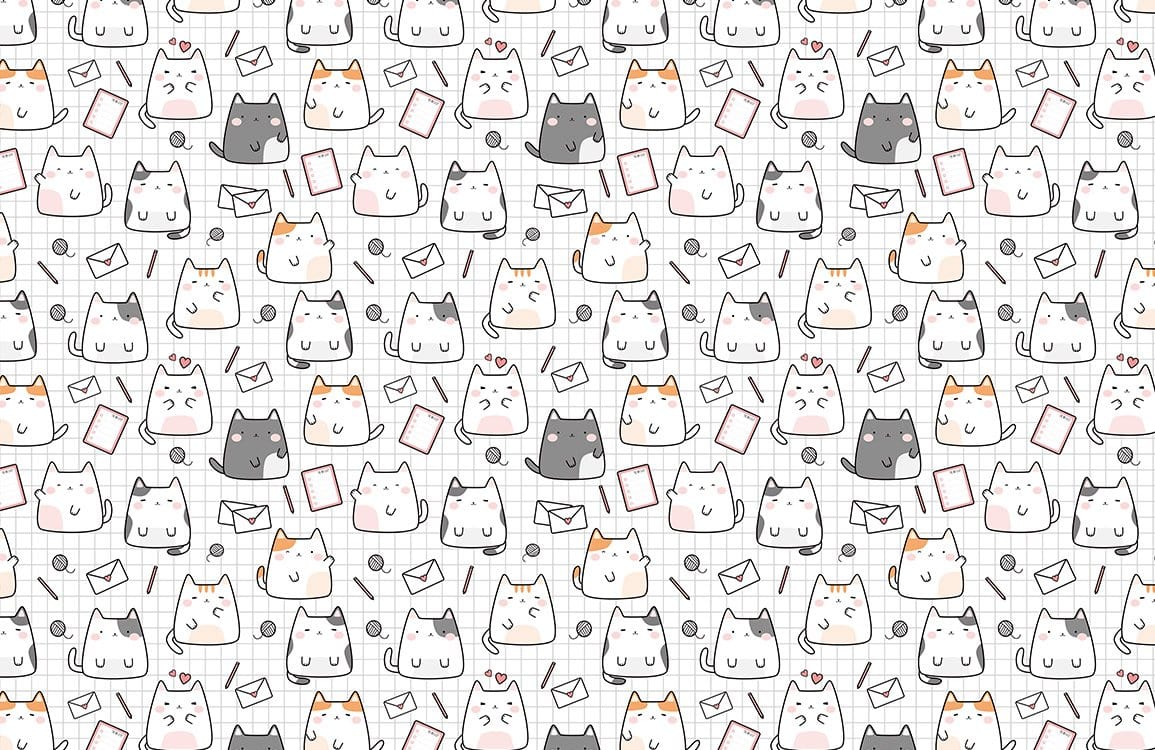 Mural de papier peint cartoon de chat mignon et joufflu