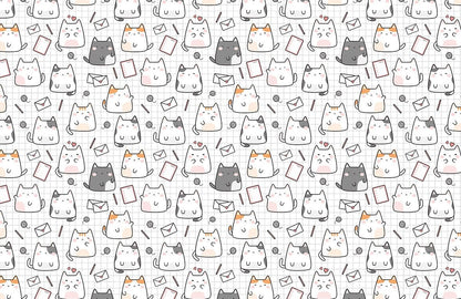 Cute Cat Cartoon Playful Mural Wallpaper