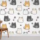 Cute Cat Doodle Pattern Mural Wallpaper