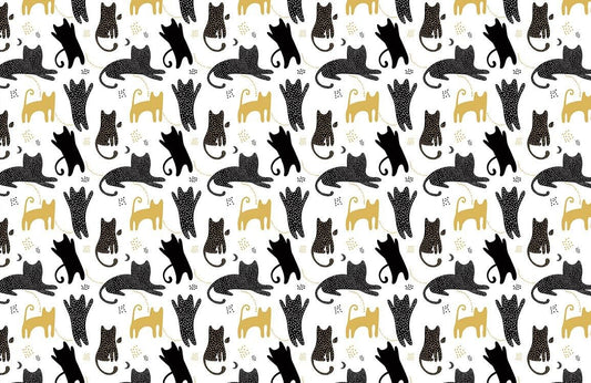 Whimsical Cat Pattern Playful Mural Wallpaper