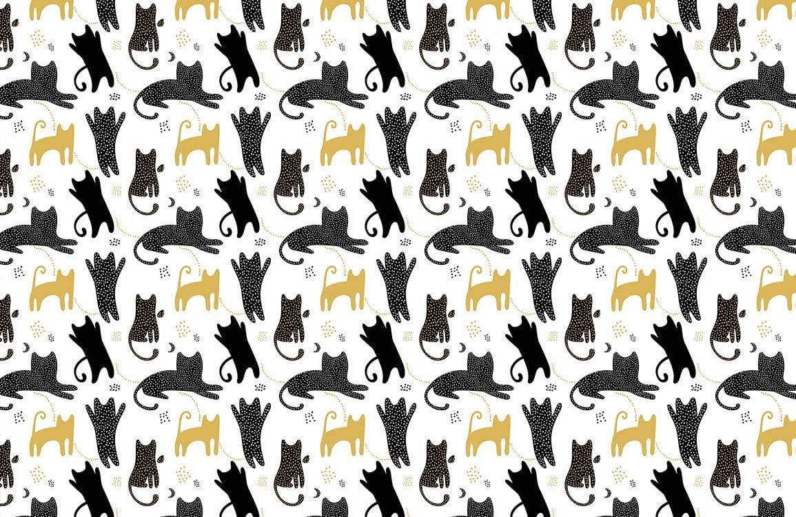 Whimsical Cat Pattern Playful Mural Wallpaper