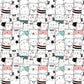 Whimsical Cat Pattern Kids Mural Wallpaper