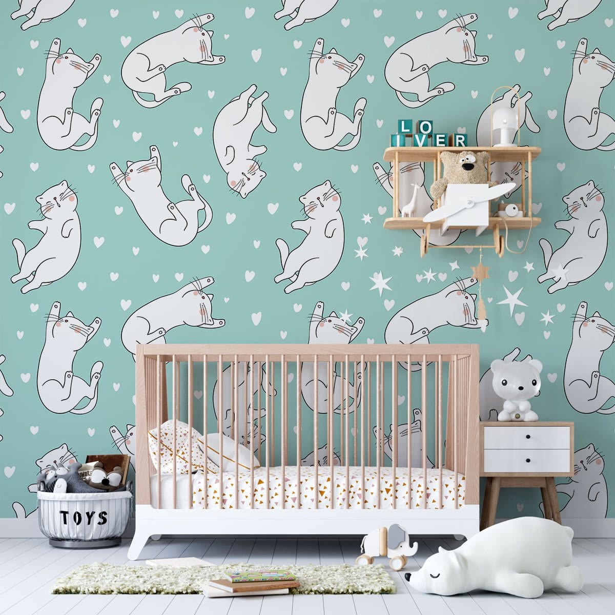 Stretching Cats Wallpaper Mural