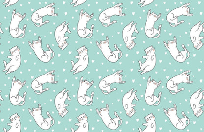 Playful Cat Illustration Nursery Wallpaper Mural