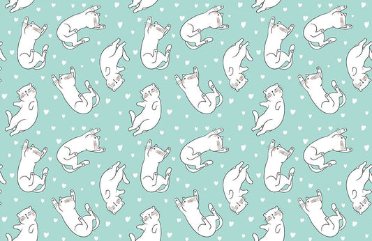 Playful Cat Illustration Nursery Wallpaper Mural