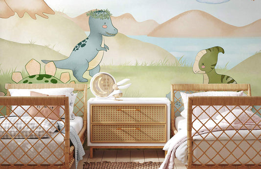 Lovely Dinosaurs cartoon Wallpaper Mural for Room decor