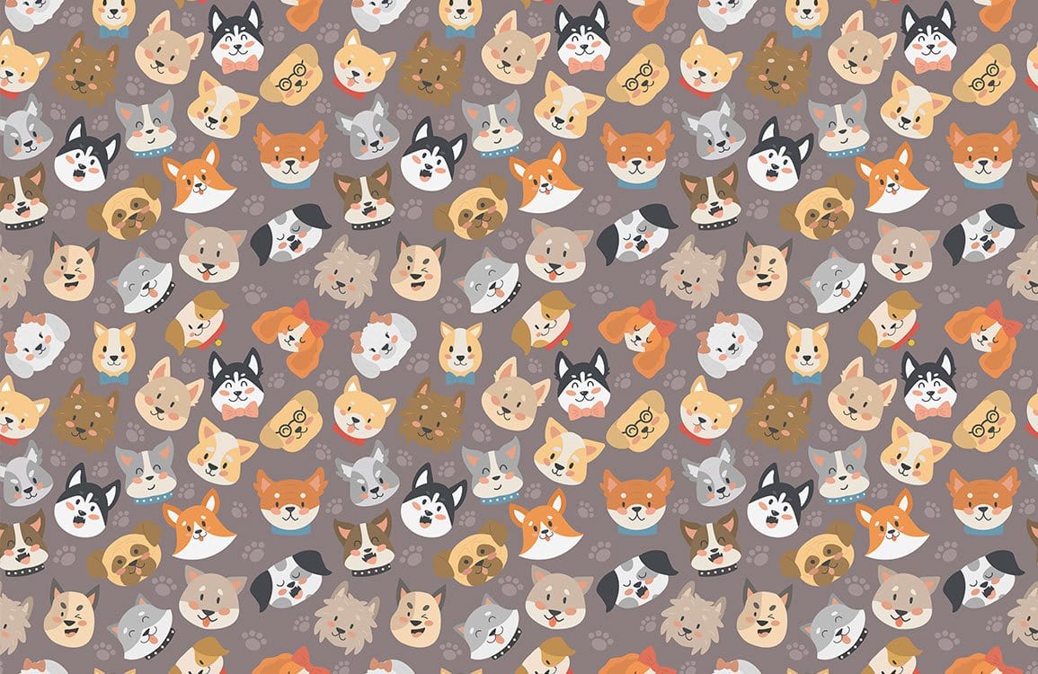 Colorful Playful Cat Pattern Mural Wallpaper