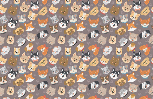 Colorful Playful Cat Pattern Mural Wallpaper