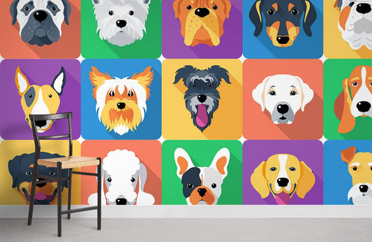 Cartoon Dog Portrait Custom Wallpaper Mural Art Design