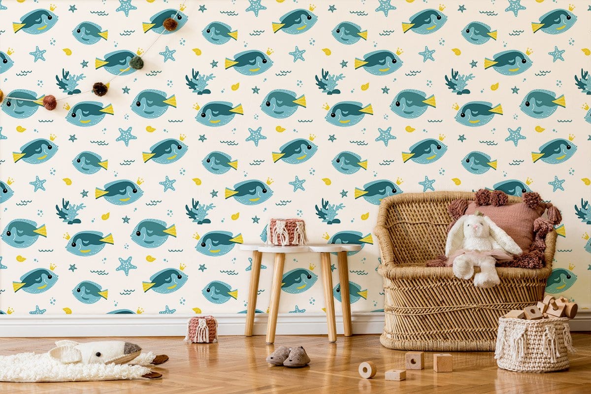 Playful Underwater Fish Kids Mural Wallpaper