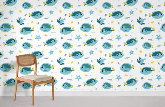 Playful Underwater Fish Kids Mural Wallpaper