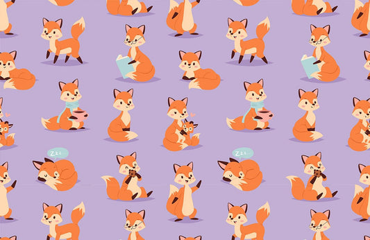 Fox Pattern Animal Wallpaper Mural Home Decor