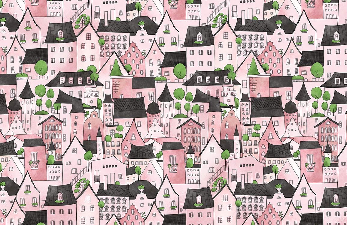 Pink Houses Wallpaper Mural