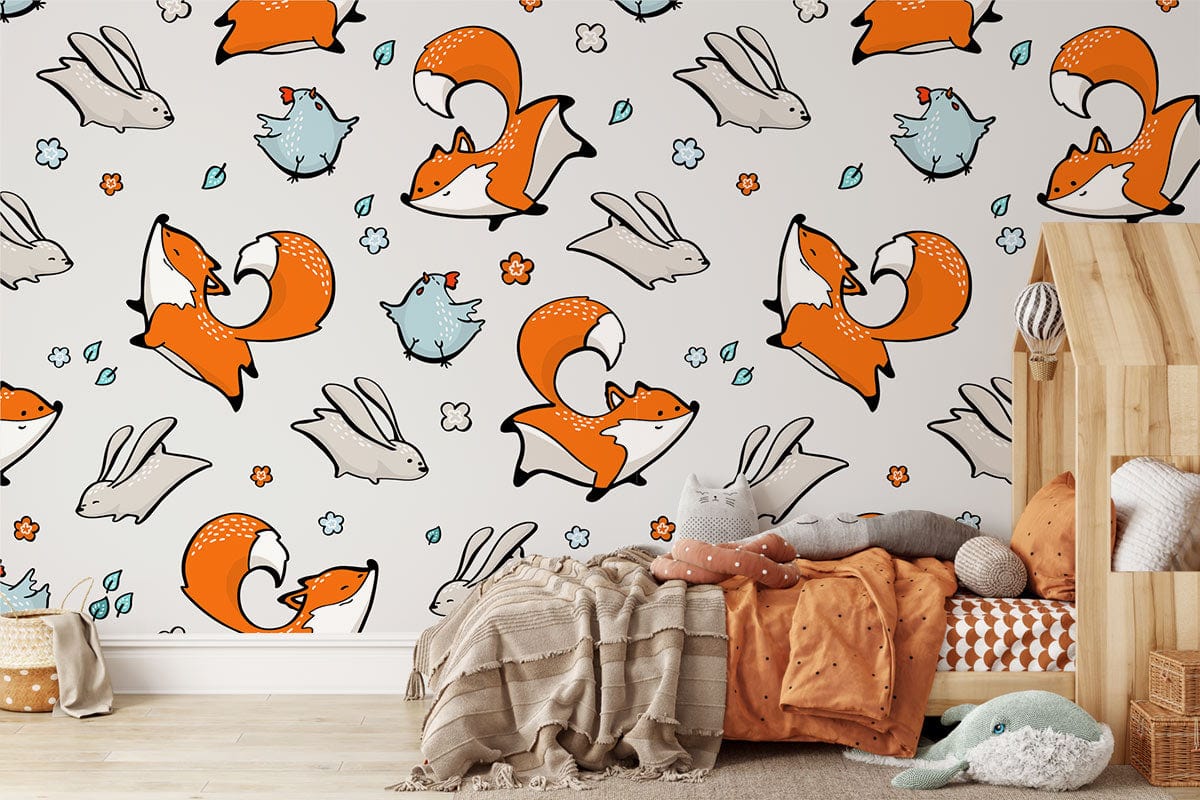 Cartoon Animals Wallpaper Decoration Idea