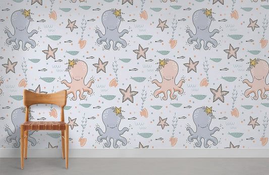 Mur de papier peint mural pour chambre d'enfants aventure sous-marine