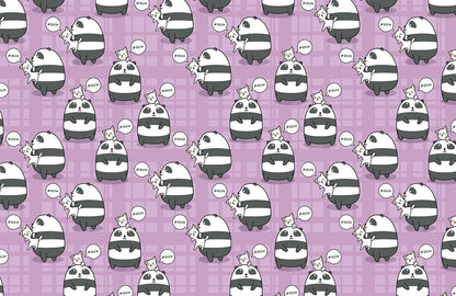 Playful Panda Cartoon Pattern Mural Wallpaper