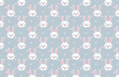 Cute Bunny Star Grey Children Mural Wallpaper