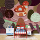 Trees in Cartoon Style Wallpaper Mural for Use in Decorating a Bedroom
