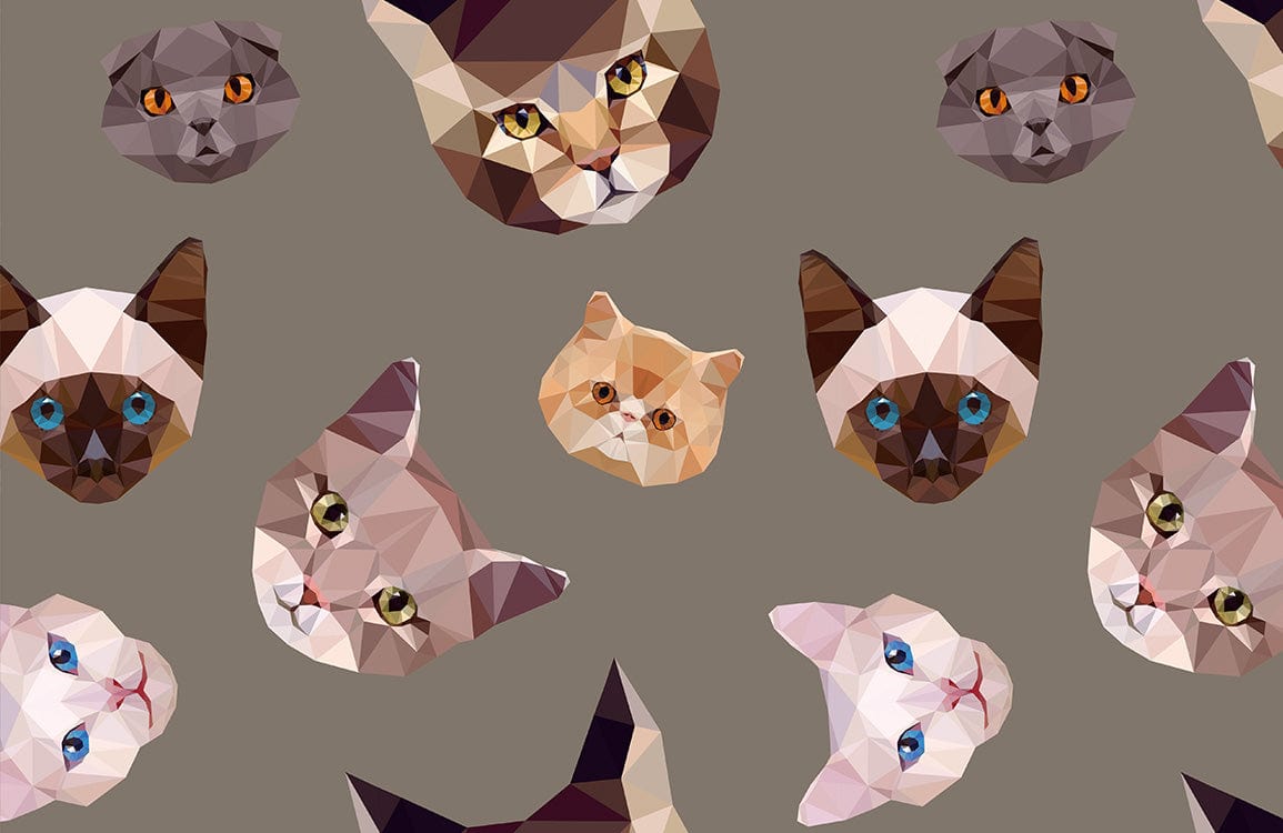Geometric Abstract Cat Mural Wallpaper