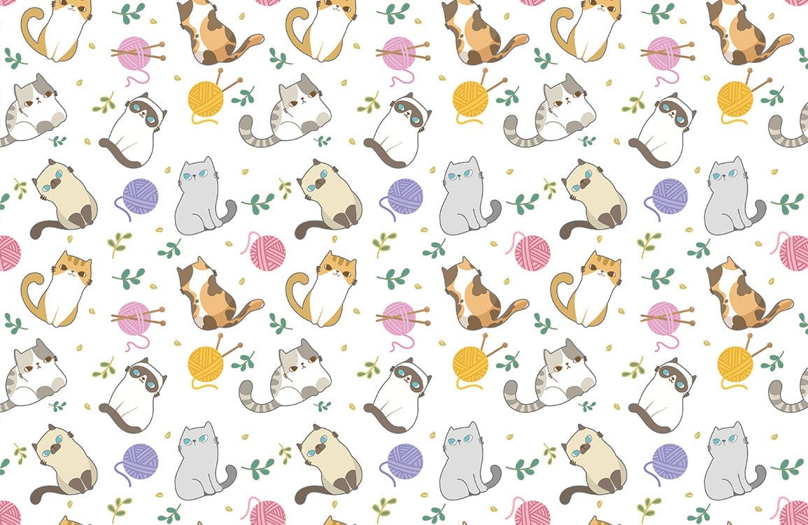 Whimsical Cat Playroom Mural Wallpaper