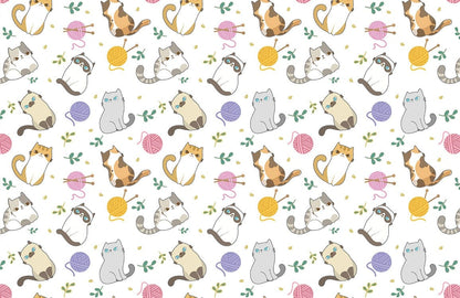 Whimsical Cat Playroom Mural Wallpaper