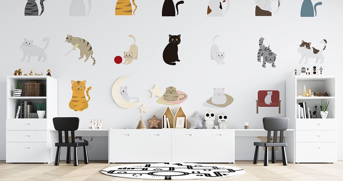 custom joyful cats cartoon wallpaper for wall