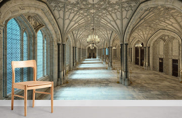 Gothic Architectural Hallway Mural Wallpaper