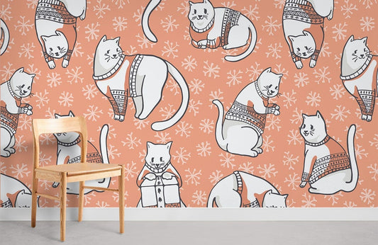 Cats in Sweater Wallpaper Mural for Room decor