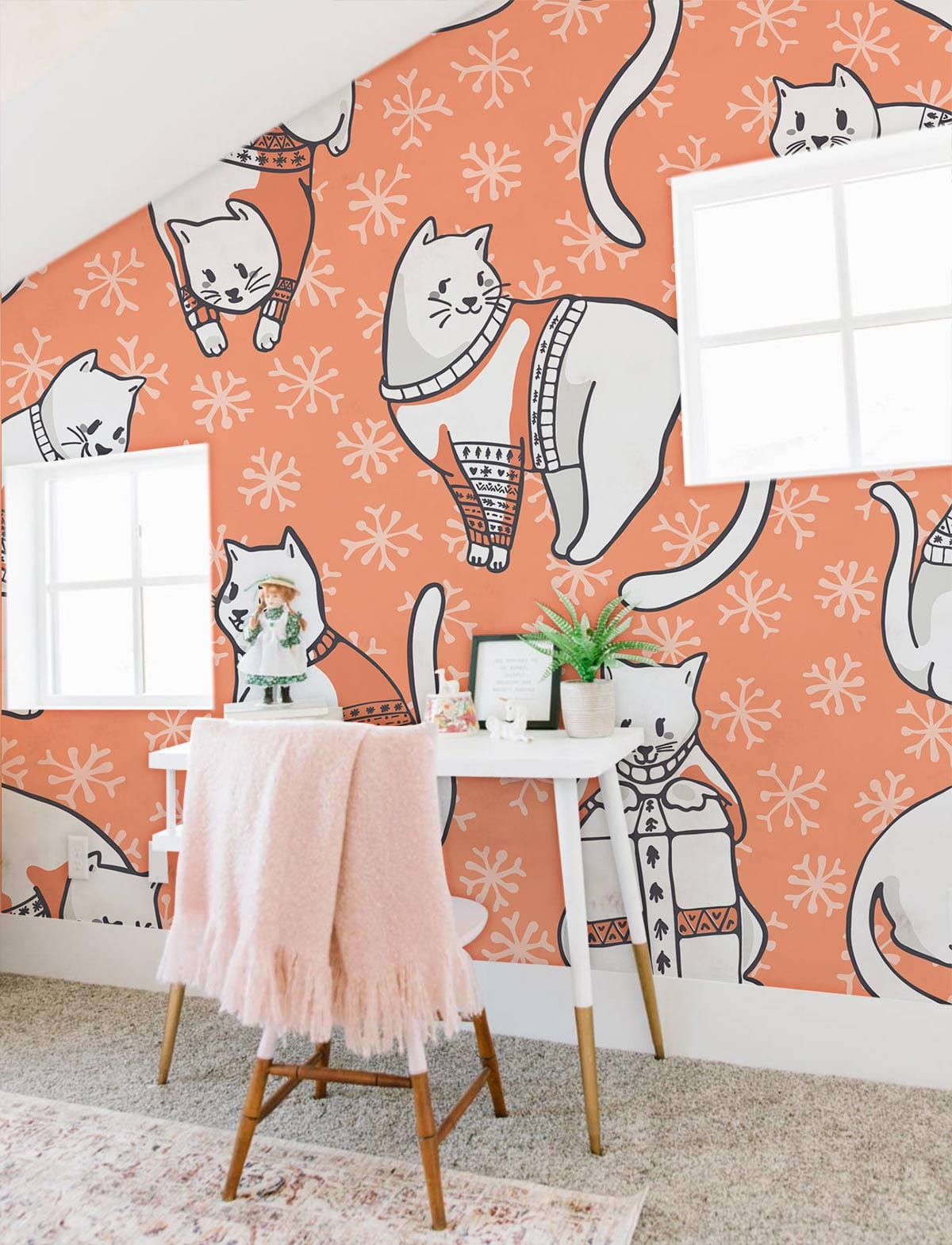 Cats in Sweater Wallpaper Mural for office decor