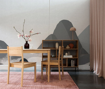 Study Room Featuring an Ink Mountains Wallpaper Mural