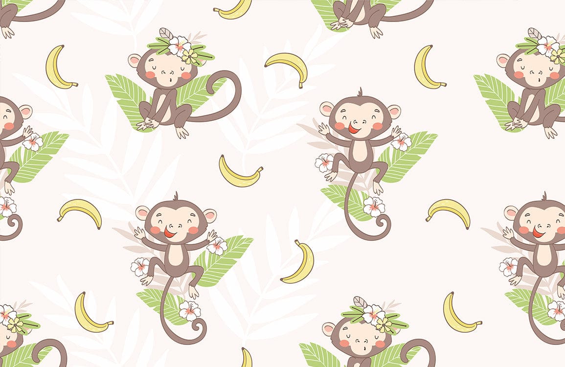 Papier Peint Panoramique Singe Joyeux avec Banane