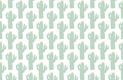 Green Cactus Fresh Wallpaper For Kid's Room Interior Decor
