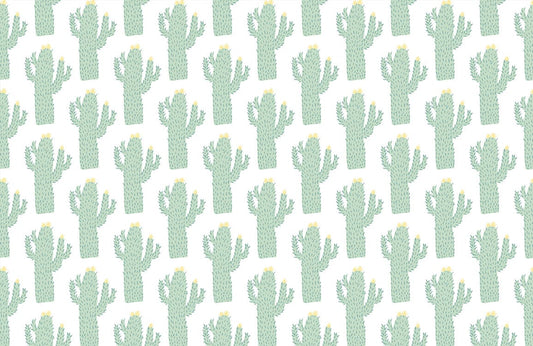 Green Cactus Fresh Wallpaper For Kid's Room Interior Decor