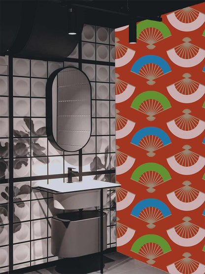 Chinese Fans Pattern Wall Mural Custom Design