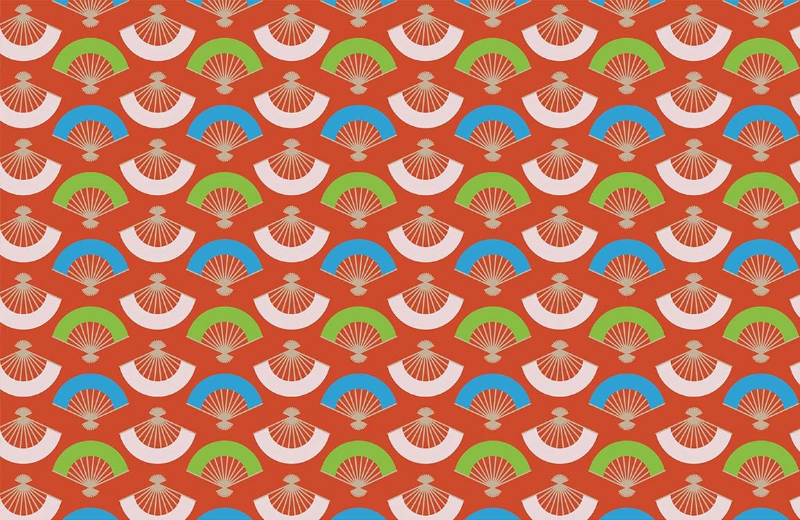 Vibrant Geometric Fan Pattern Mural Wallpaper